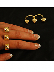 Chosen By - Gold Pyramid Stud 2 Finger Ring