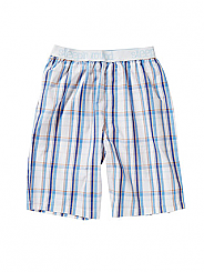 White Blue Orange Check Short