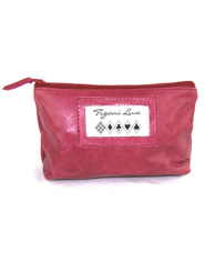 Leather Makeup Bag in Fushia