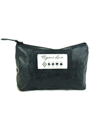Leather Makeup Bag in Black