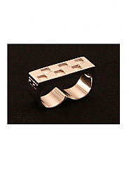 ATAT - Silver Checkered 2 Finger Ring