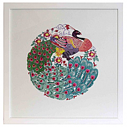 40.5cm x 40.5cm Peacock Framed PaperCut Artwork hand dyed and cut