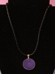 Round Silver Pendant filled with purple resin