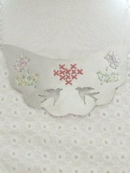 Handcut Silver Cross Stitch Necklace with Birds