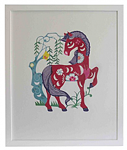37.5cm x 45cm Show Pony Framed PaperCut Artwork hand dyed and cut