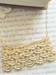 Gold Lace Strip Necklace 