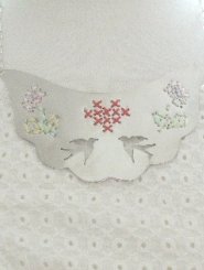 Handcut Silver Cross Stitch Necklace with Birds